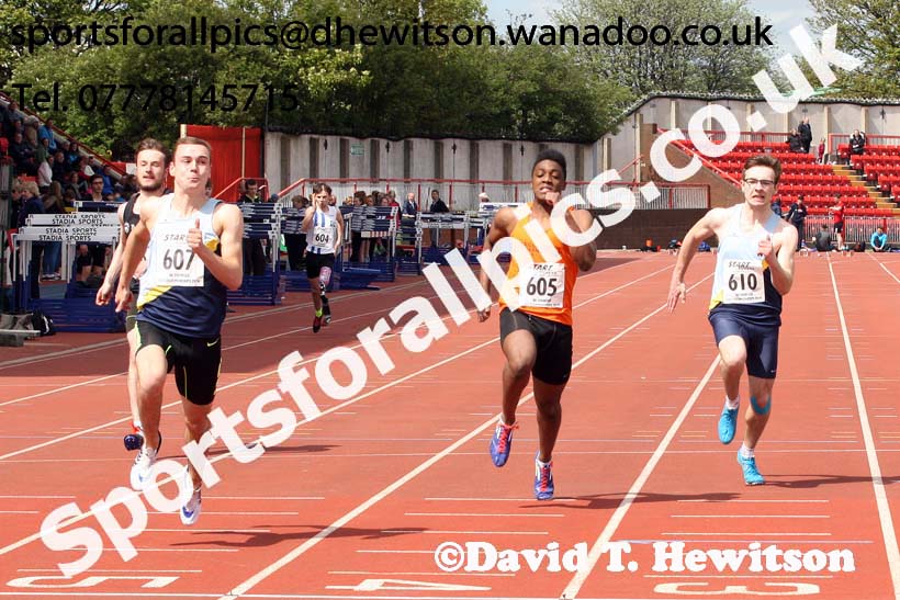 Mens under-20s 100 metres, North Eastern Track and Field Champs, Gateshead Stadium. Photo: David T. Hewitson/Sports for All Pics